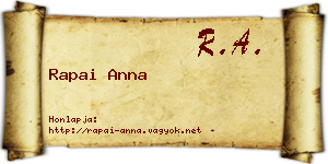 Rapai Anna névjegykártya